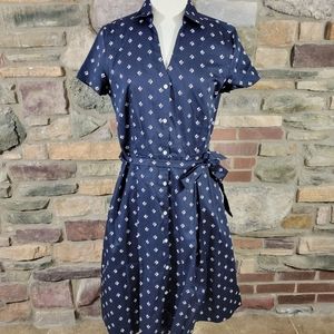 346 Brooks Brothers button up shirt dress midi navy size 6
